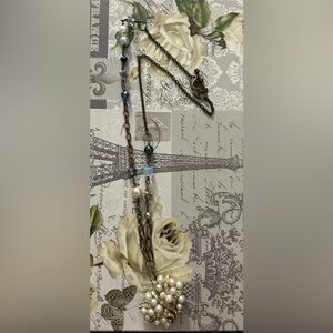 Vintage Repurposed Brooch and gem beads necklace